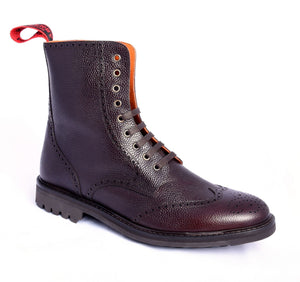 Brown Grain Leather Lace Up Market Boots - The Sowerby Winchcombe