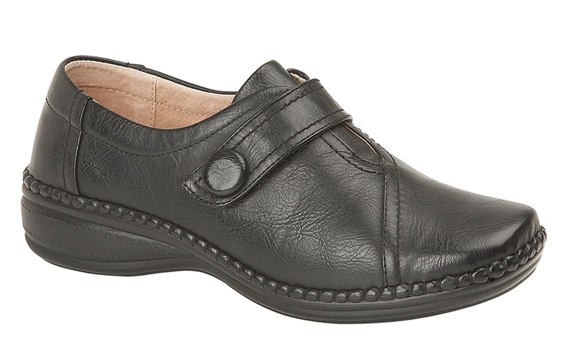 Boulevard Wide PU Touch Fastening Bar Shoe