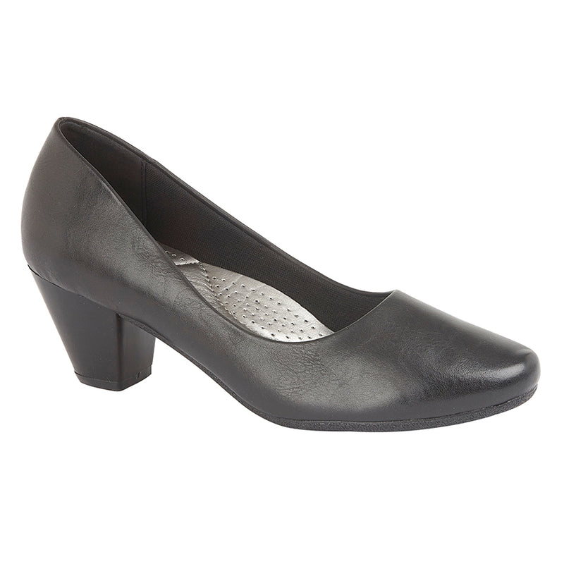 Ladies Boulevard Black PU Court Shoe