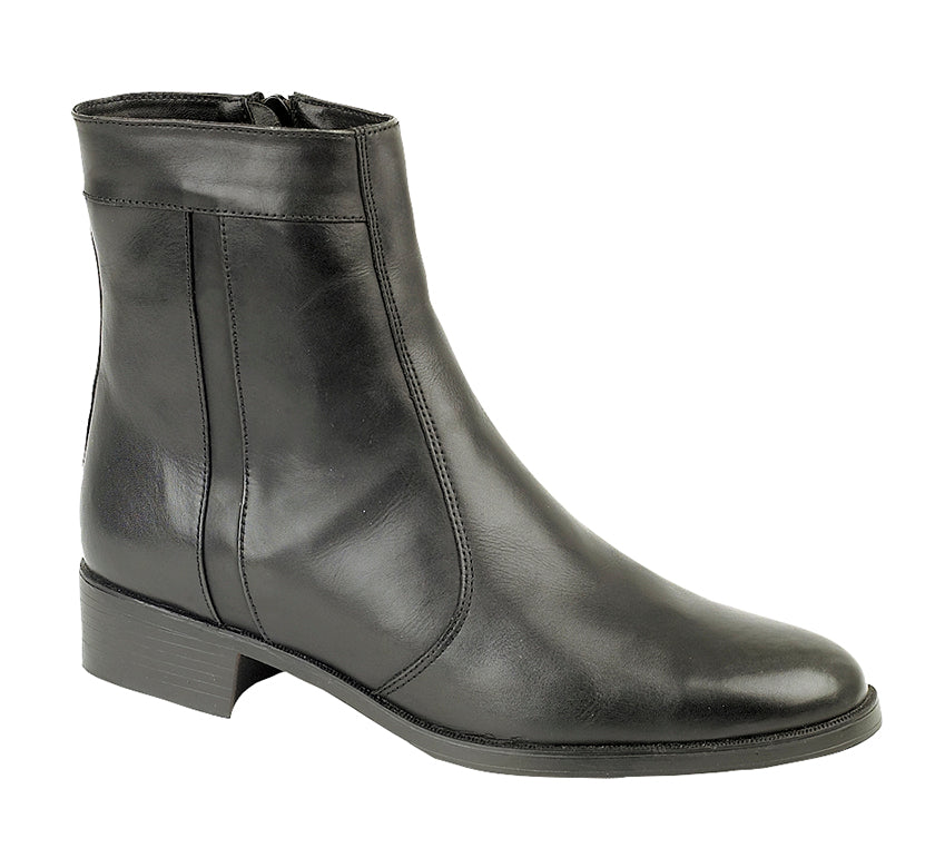 Scimitar Mens Black Leather Zip Ankle Boot
