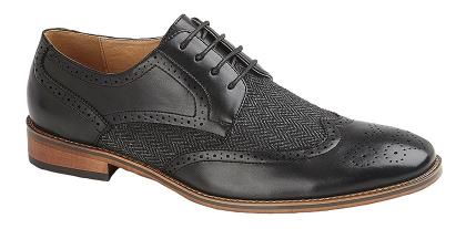 Mens Goor PU Woven Textile Brogue Shoe Sowerbys Shoes