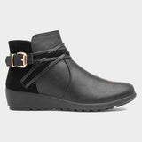 Cushion Walk Norma Womens Black Wedge Ankle Boot