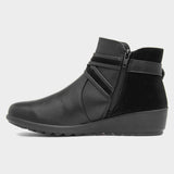 Cushion Walk Norma Womens Black Wedge Ankle Boot