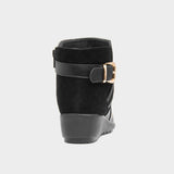 Cushion Walk Norma Womens Black Wedge Ankle Boot
