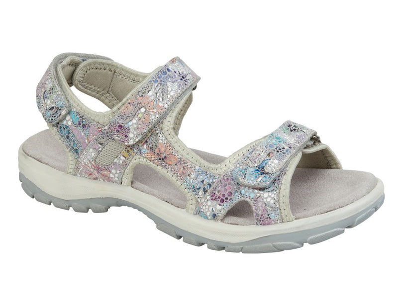 Ladies Mod Comfys Multi Floral Foil Printed Leather Sports Sandal