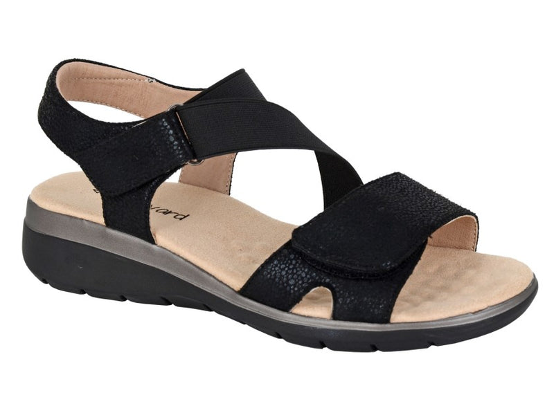 Ladies Boulevard Black or Silver Shimmer PU Sandal