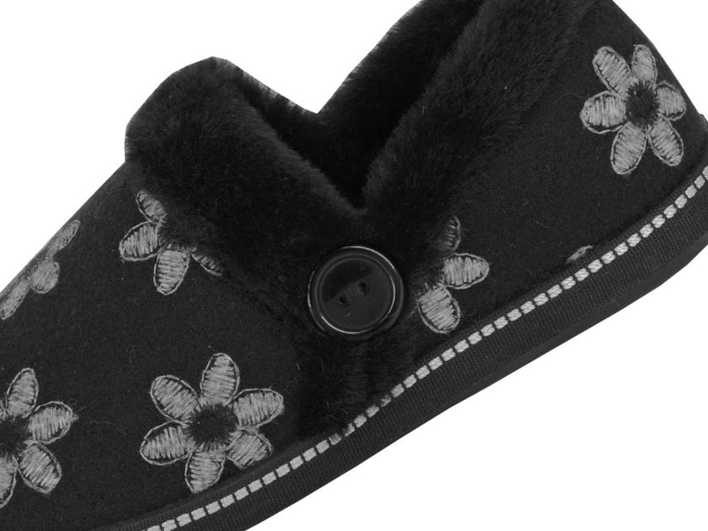 Sleepers 'Trina' Faux Fur Cuff Flower Slipper