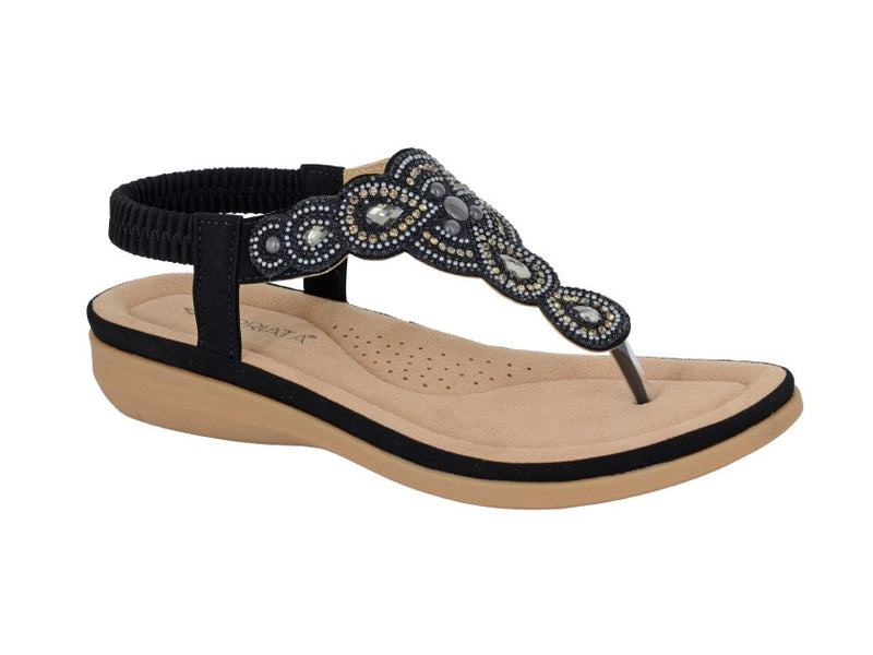 Cipriata 'Mazzina' Ladies Jewelled Elasticated Back Toe Post Sandal