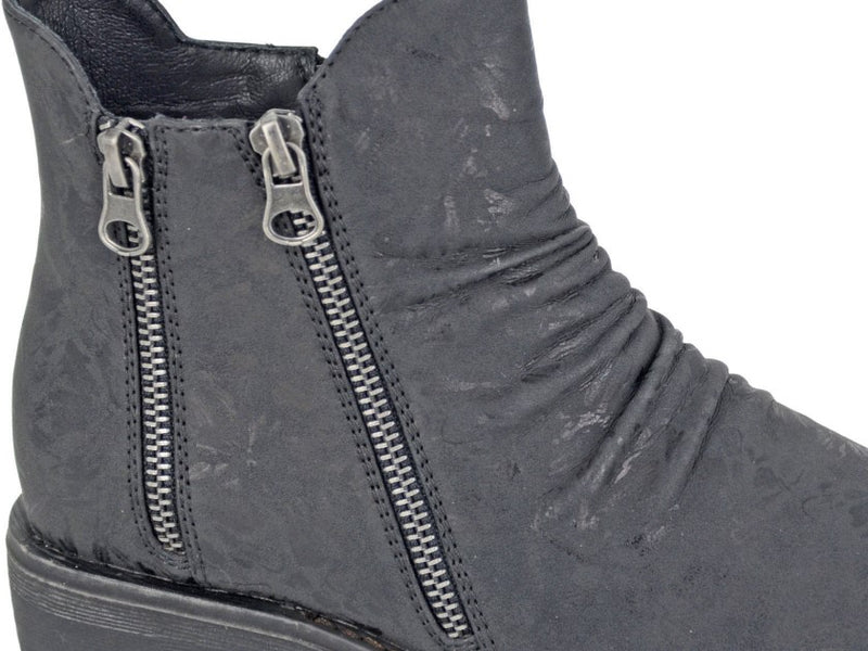 Cipriata Ladies 'Agatina' 3 Zip Flower Printed Fashion Ankle Boot