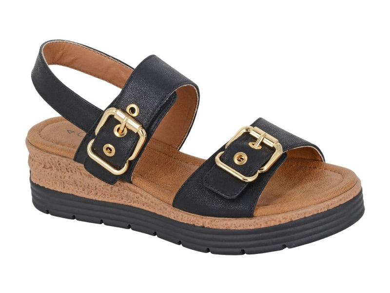 Ladies Twin Buckle Touch Fastening Sandal
