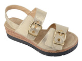 Ladies Twin Buckle Touch Fastening Sandal