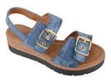 Ladies Twin Buckle Touch Fastening Sandal