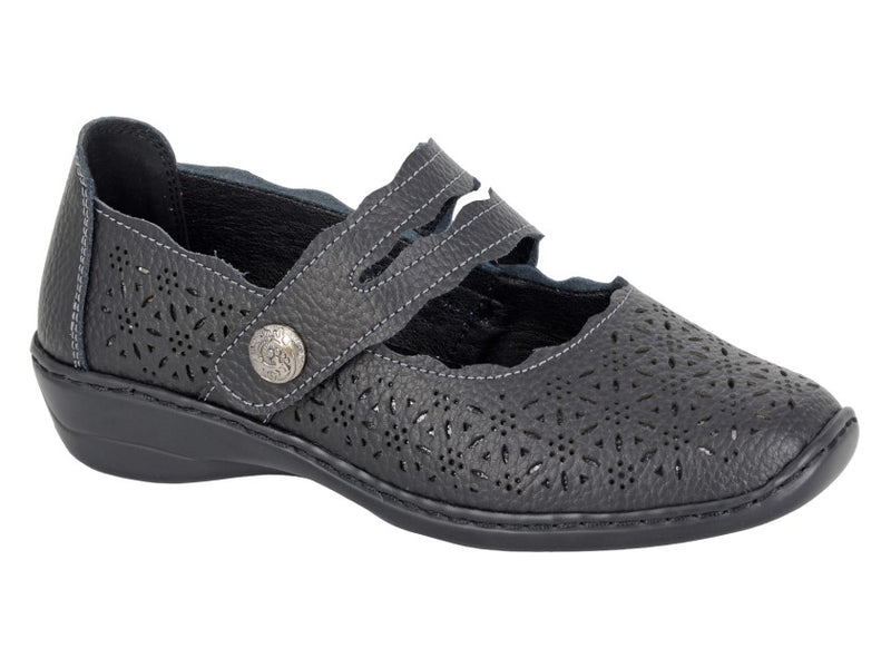 Boulevard Ladies Touch Fastening Perforated Bar Casual Shoe