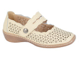 Boulevard Ladies Touch Fastening Perforated Bar Casual Shoe