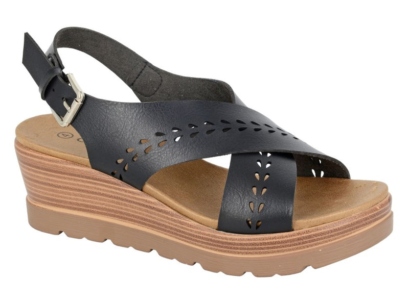 Cipriata Ladies 'Givina' Cross Over Buckle Slingback Platform Sandal