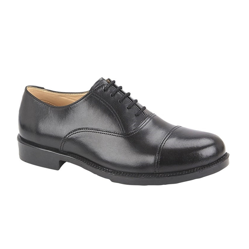 Mens Grafters Black Leather Capped Oxford Cadet Shoe