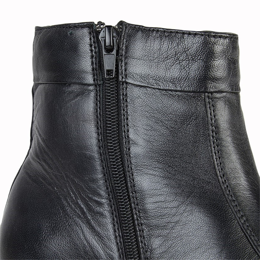 Mens Scimitar Black Leather Zip Up Ankle Boot