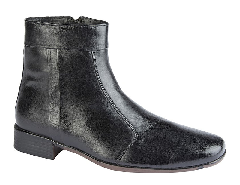 Mens Scimitar Black Leather Zip Up Ankle Boot
