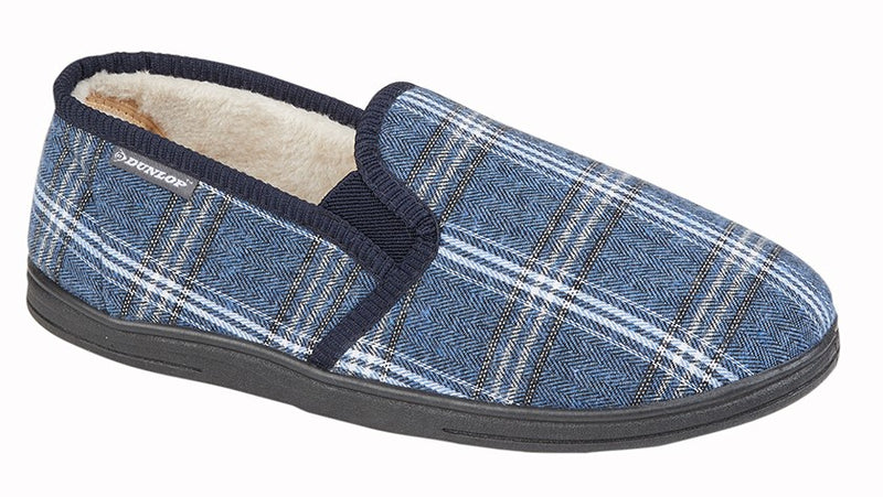 Mens Navy Check Slipper