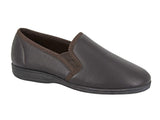 Mens Twin Gusset Leather Slipper