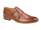 GOOR Mens Twin Buckle Brogue Monk Shoe