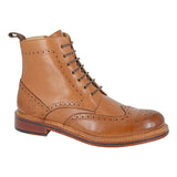 Woodland Mens 7 Eyelet Brogue Zip Ankle Boot