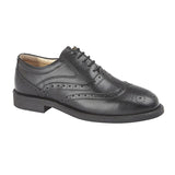Mens Grafters Black Leather Wing Cap Brogue Oxford