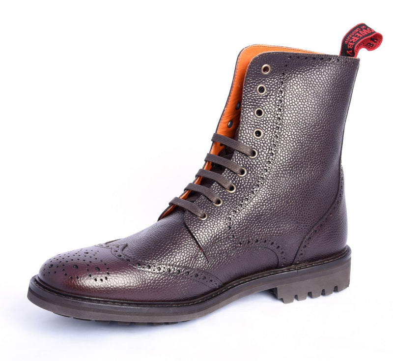 Brown Grain Leather Lace Up Market Boots - The Sowerby Winchcombe