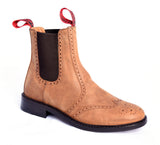 Brown Greasy Leather Brogue Dealer Boots - The Sowerby Cheltenham