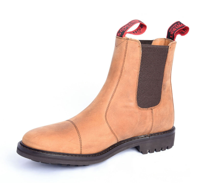 Brown Greasy Leather Stitched Cap Dealer Boots - The Sowerby Stanton