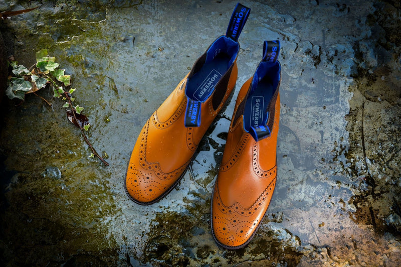 Tan Leather Brogue Dealer Boot - The Sowerby Gloucester
