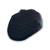 Navy Checked Flat Cap