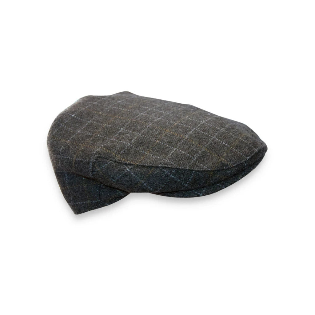 Olive Checked Flat Cap