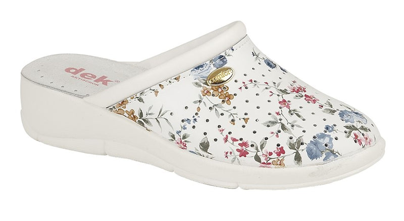 Ladies Dek Floral Leather Coated Clog