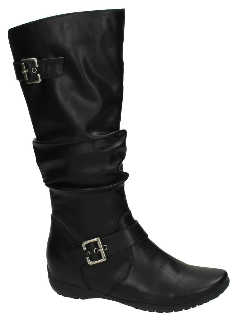 Ladies DOWN TO EARTH Flat High Leg Rouched Boot