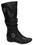 Ladies DOWN TO EARTH Flat High Leg Rouched Boot