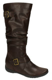 Ladies DOWN TO EARTH Flat High Leg Rouched Boot