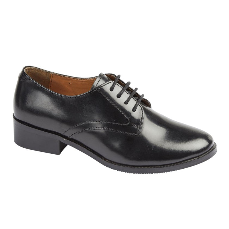 Ladies Grafters Hi-Shine Black Leather Cadet Shoe