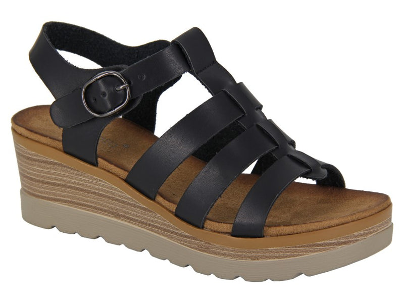 Ladies Cipriata "Greca" Buckle Wedge Halter Back Sandal