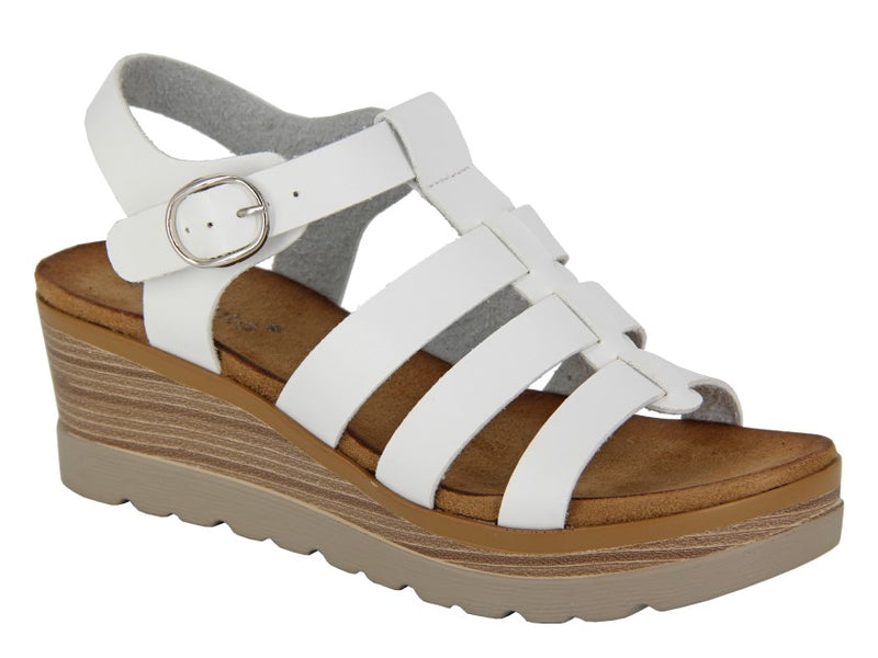 Ladies Cipriata "Greca" Buckle Wedge Halter Back Sandal