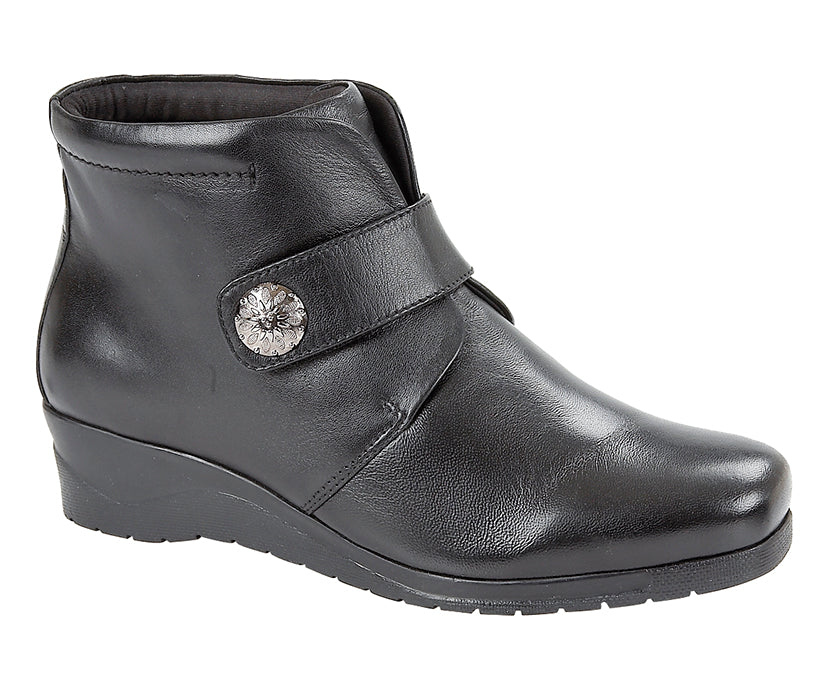 Ladies  Mod Comfys Black Softie Leather Ankle Boot