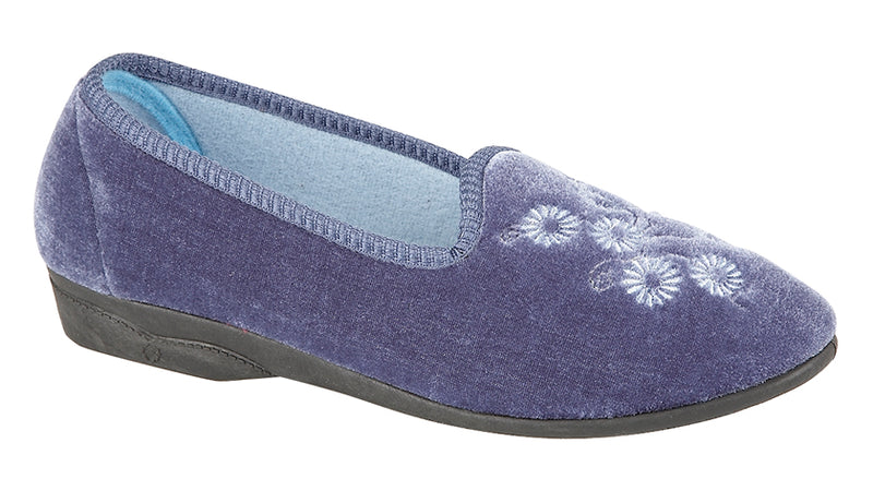 Ladies Zedzzz Velour Slipper"Cathy"
