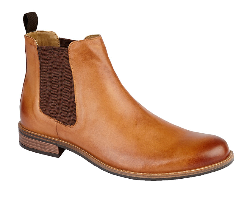 Roamers Tan Leather Twin Gusset Ankle Boot