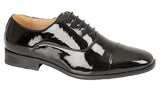 Mens GOOR Patent Pleated Cap Oxford Shoe