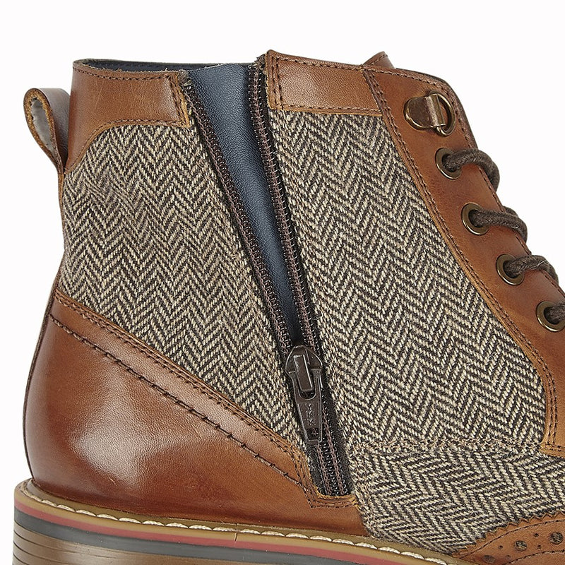 Mens Roamers Brown Herringbone Ankle Boot