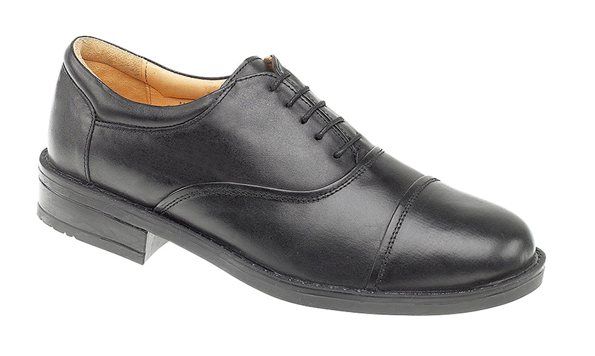 Mens Black Leather Capped Roamers Shoe