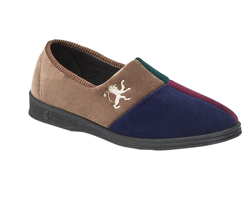 Mens Multi Velour Slipper "Harlequin"
