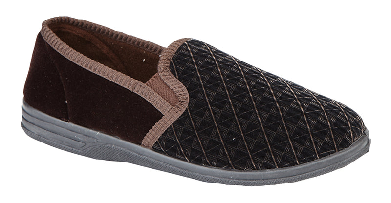 Mens Black Velour Slipper "Kevin"