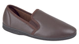 Mens Zedzz Black or Brown Grain PU Slipper 