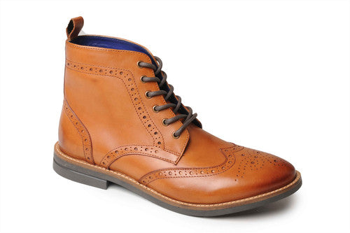 Catesby Mens Leather Brogue Ankle Boot